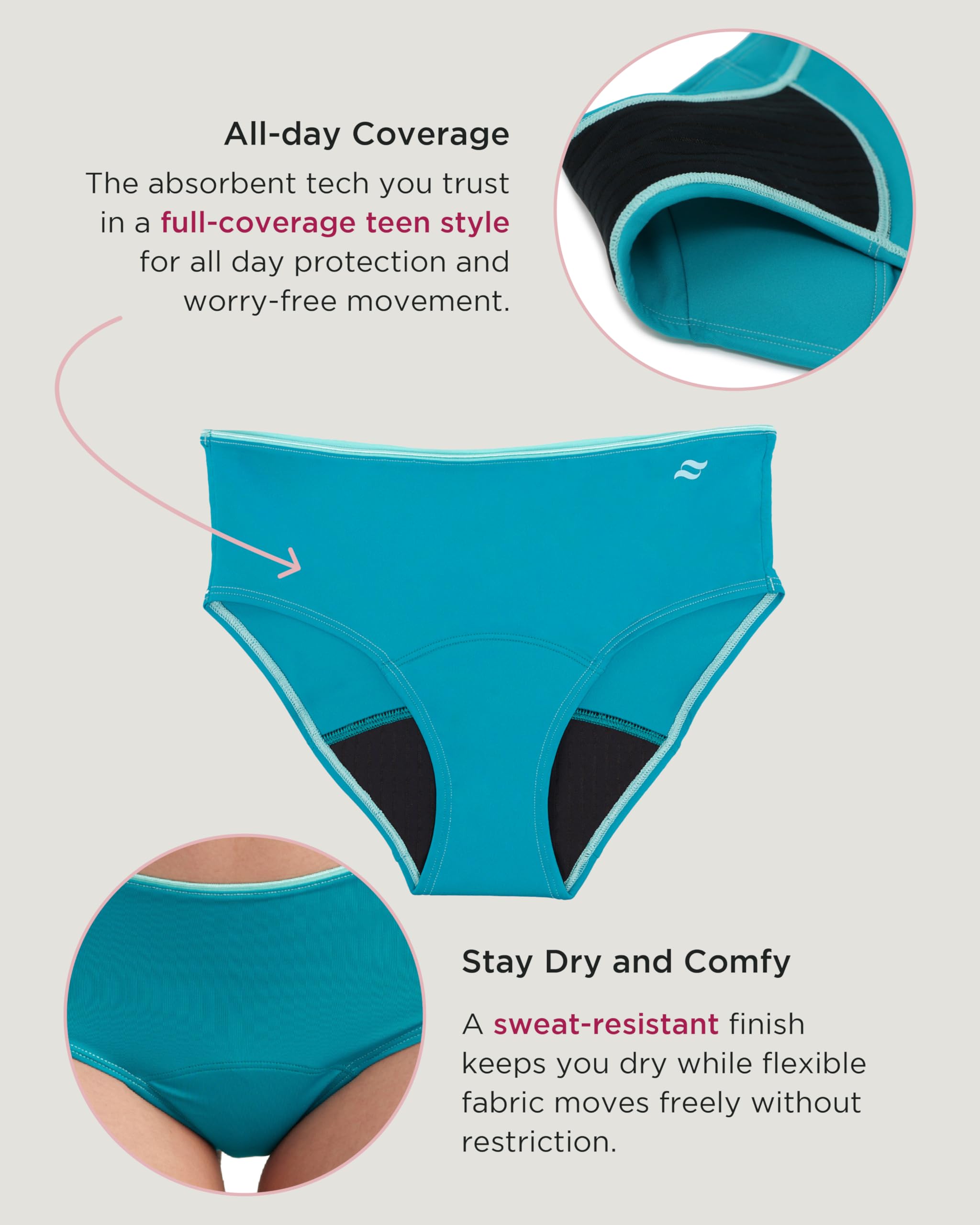 saalt 7 Days a Week Teen Period Underwear - Leakproof Menstrual Underwear for Teen Girls - Full-Coverage Comfort - Image 5