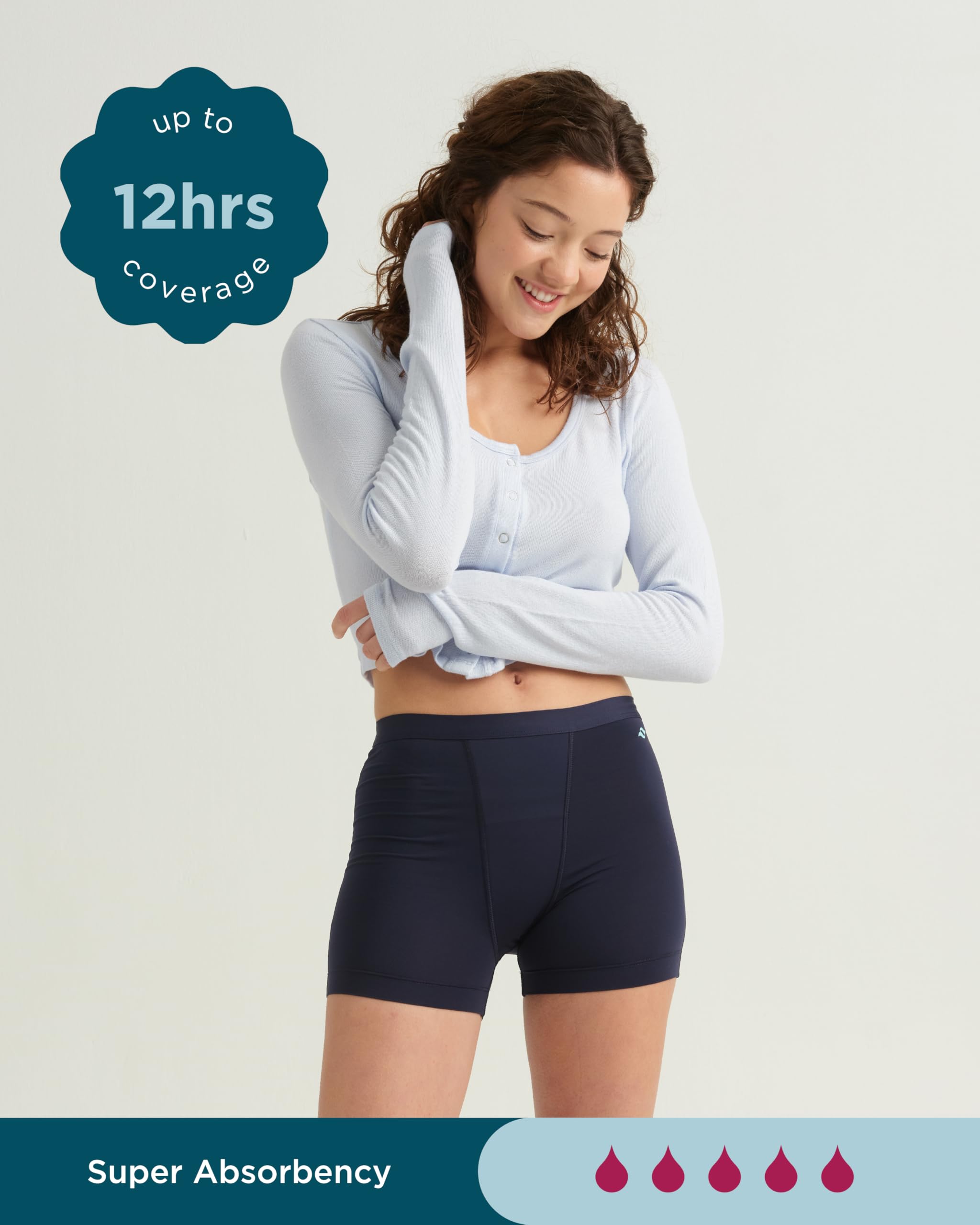 saalt Leakproof Teen Sport Shorts Period Underwear - Soft-Stretch, High-Rise, Machine Washable - Image 4