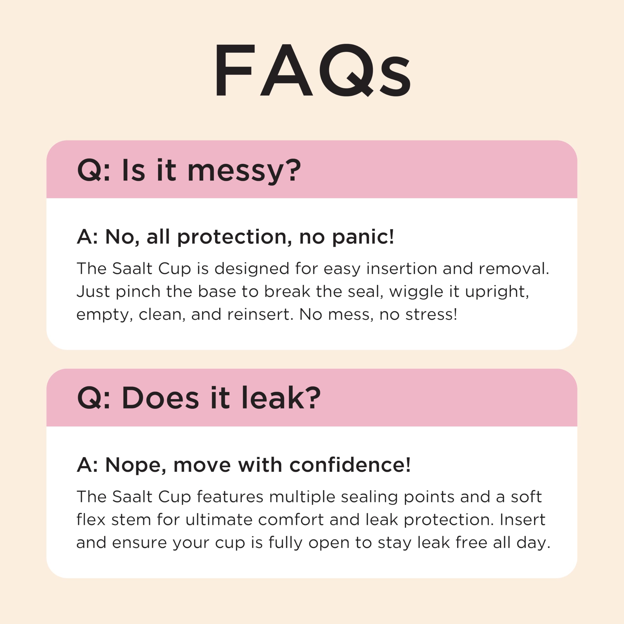 Saalt Menstrual Cup – Reusable Period Cup – Made for Comfortable, Leak-Free Protection Up to 12 Hours – BPA & Latex Free – Includes Cup & Carry Bag (Regular, Himalayan Pink) - Image 5