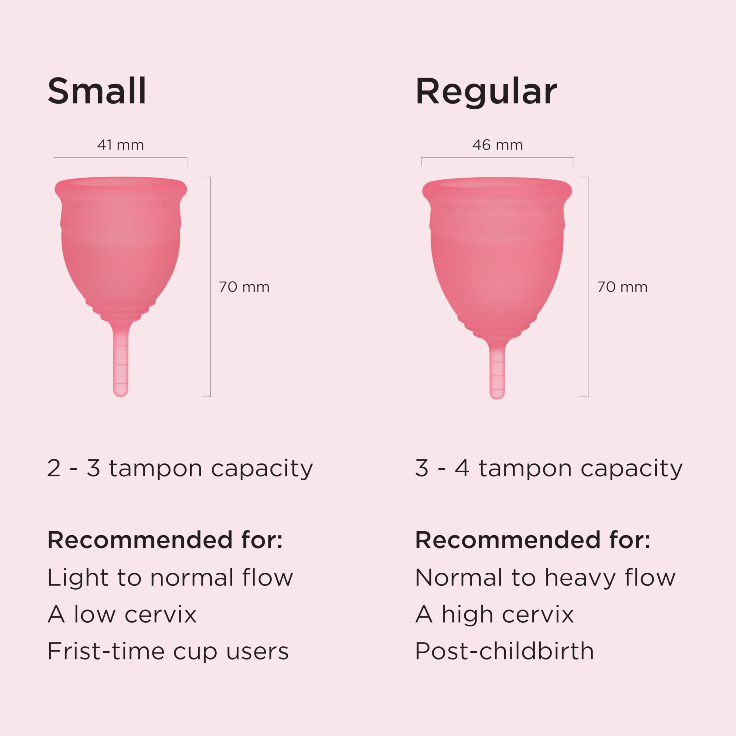 Saalt Menstrual Cup – Reusable Period Cup – Made for Comfortable, Leak-Free Protection Up to 12 Hours – BPA & Latex Free – Includes Cup & Carry Bag (Regular, Himalayan Pink) - Image 6