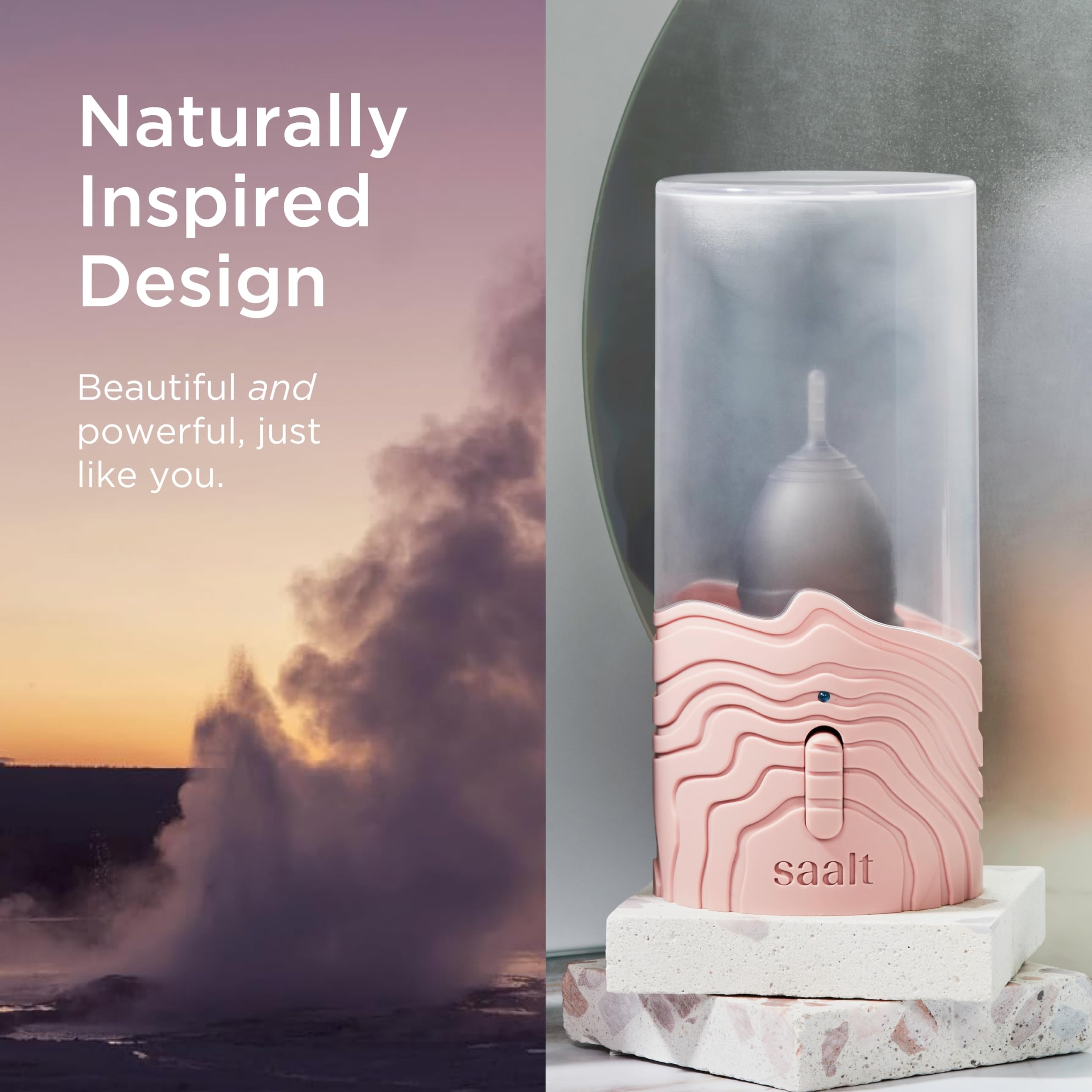 Saalt Menstrual Cup Steamer - Period Cup & Disc Sanitizer - Hands-Free Steam Sanitizer- No-Boil Design with Removable Power Cord - Compact & Portable - Arctic Mist - Image 5