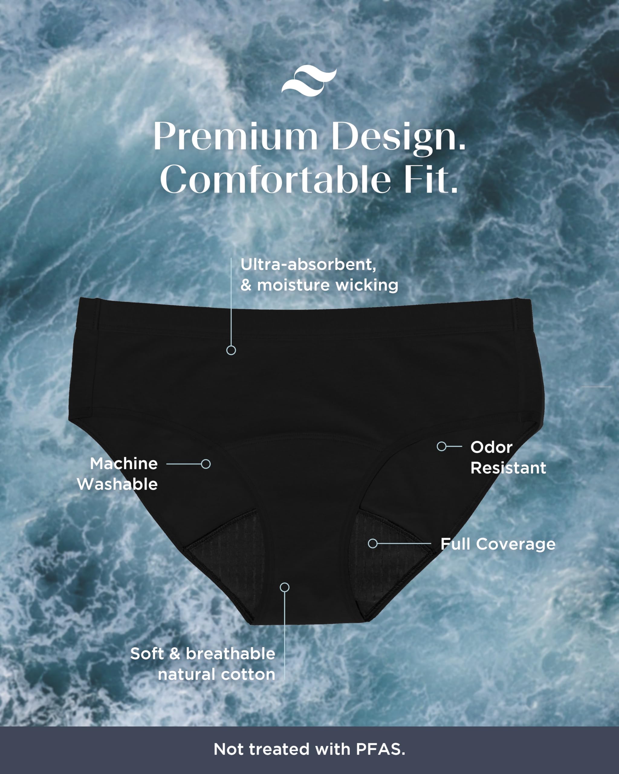 saalt Reusable Period Underwear - Comfortable, Thin, and Keeps You Dry from All Leaks (Cotton, Brief) - Image 5