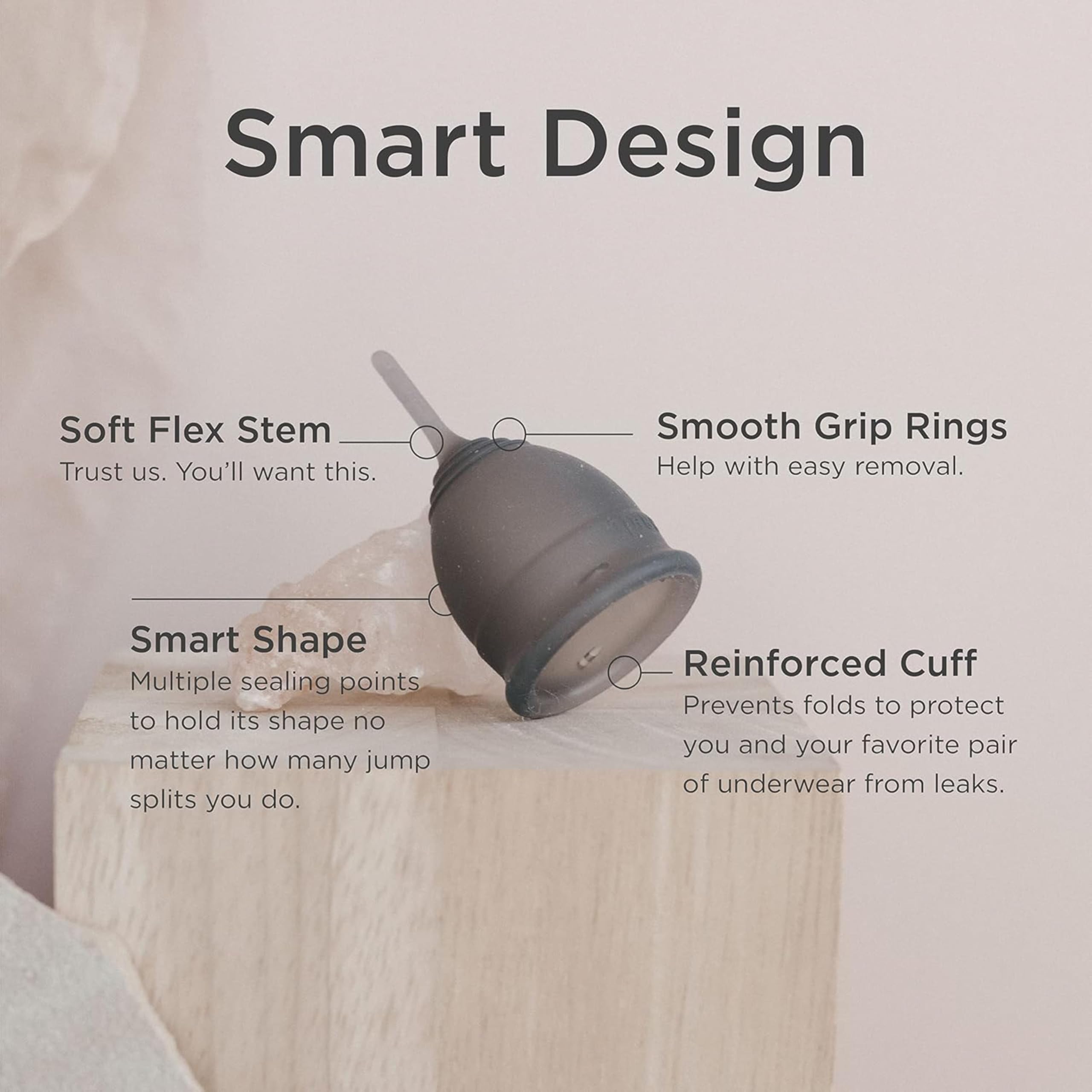 Saalt Soft Menstrual Cup – Reusable Period Cup – Made for Comfortable, Leak-Free Protection Up to 12 Hours – BPA & Latex Free – Includes Cup & Carry Bag (Regular, Grey) - Image 3