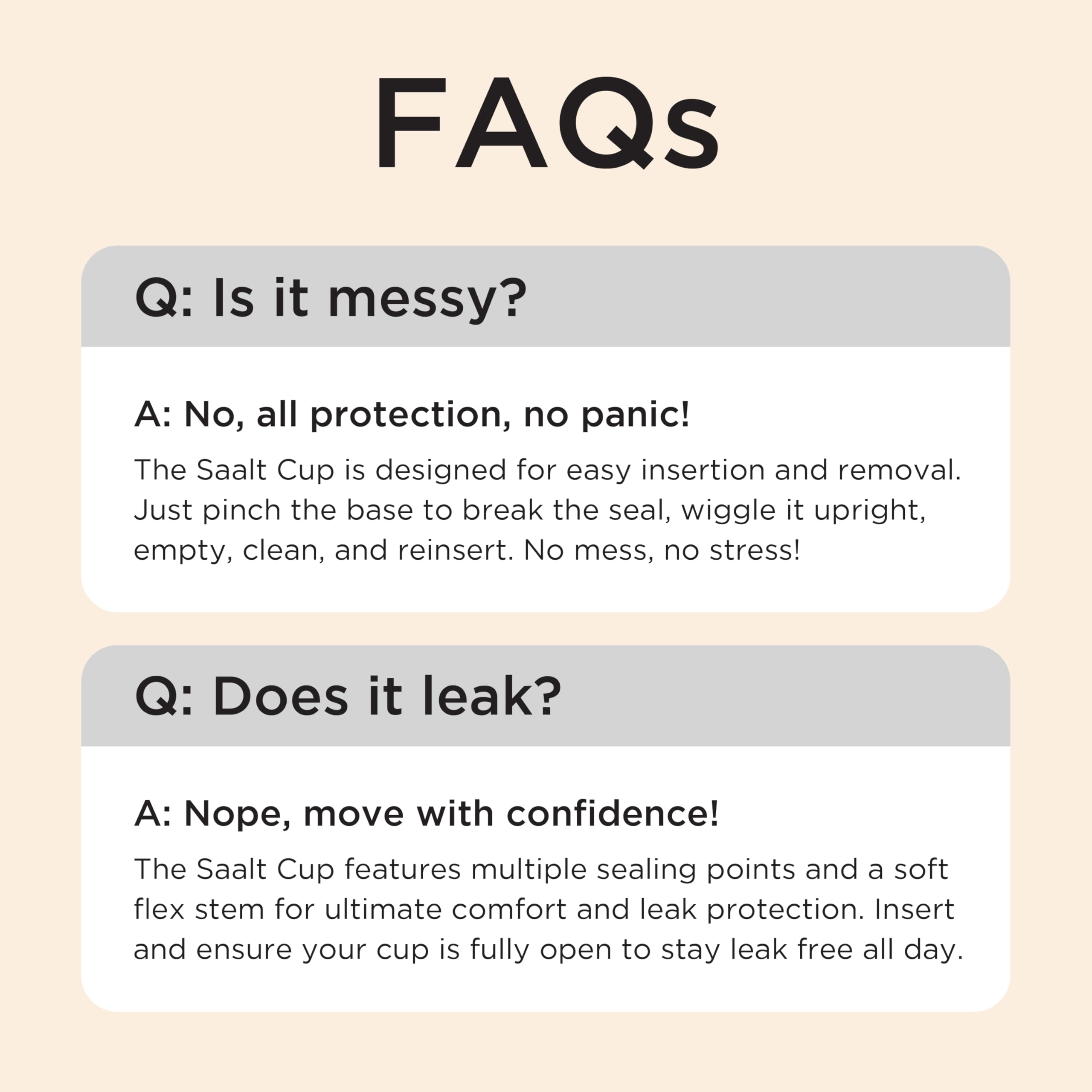 Saalt Soft Menstrual Cup – Reusable Period Cup – Made for Comfortable, Leak-Free Protection Up to 12 Hours – BPA & Latex Free – Includes Cup & Carry Bag (Regular, Grey) - Image 5