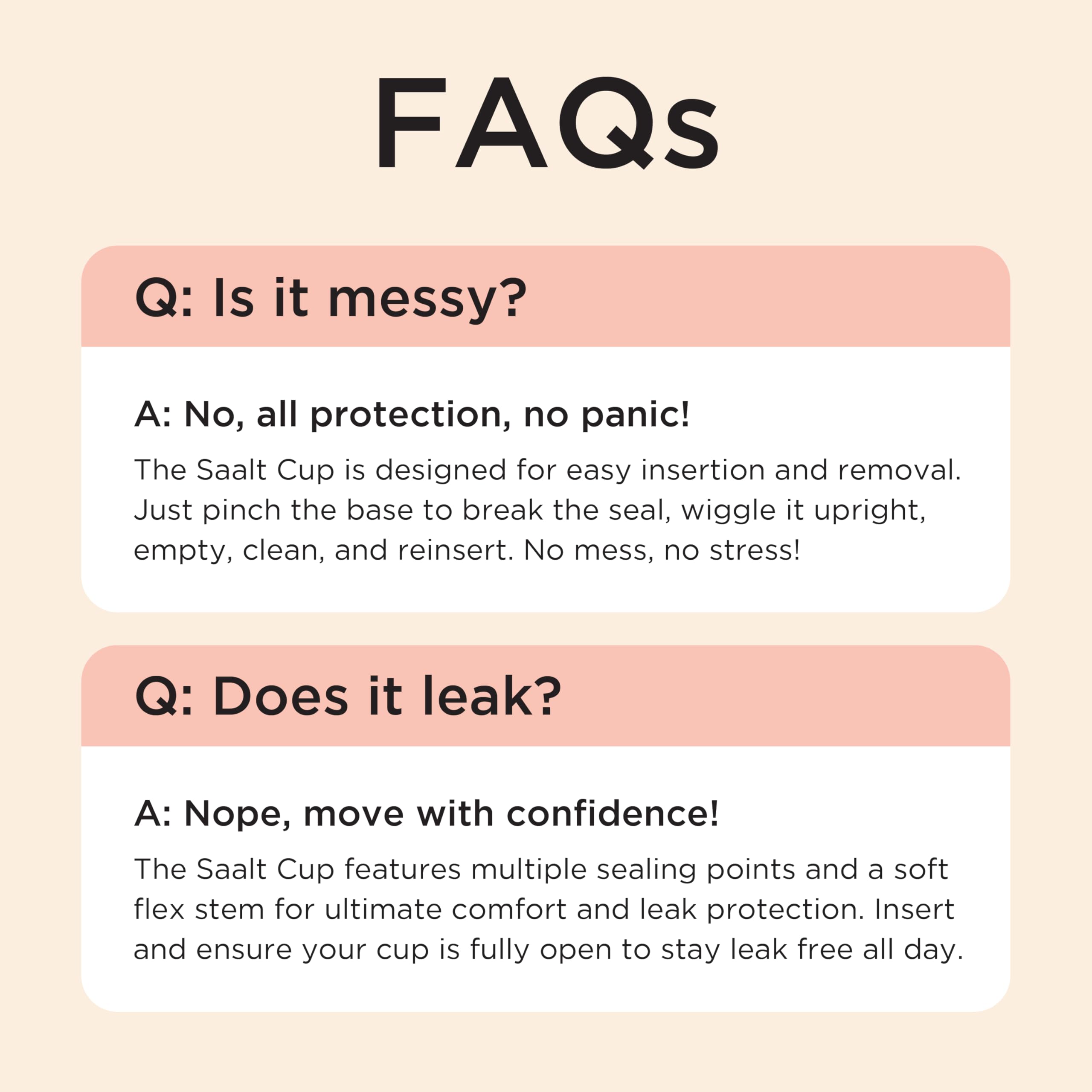 Saalt Soft Menstrual Cup – Reusable Period Cup – Made for Comfortable, Leak-Free Protection Up to 12 Hours – BPA & Latex Free – Includes Cup & Carry Bag (Small, Desert Blush) - Image 5