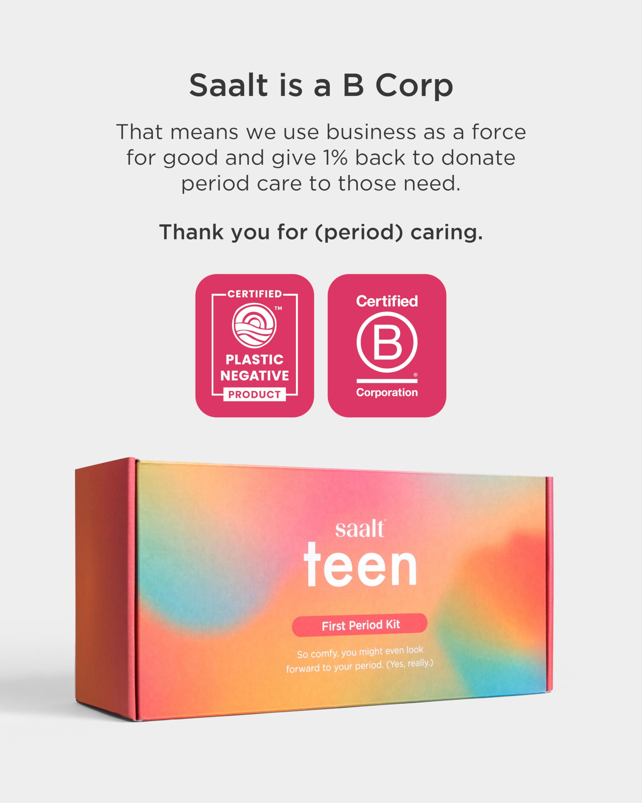 Saalt Teen First Period Kit - Includes Leakproof Period Underwear, Menstrual Cup, Menstrual Cup Wash, Compact Sanitizer, Feminine Wipes, Storage Bag, Saalt Stickers & Period Care 101 Booklet - Small - Image 7