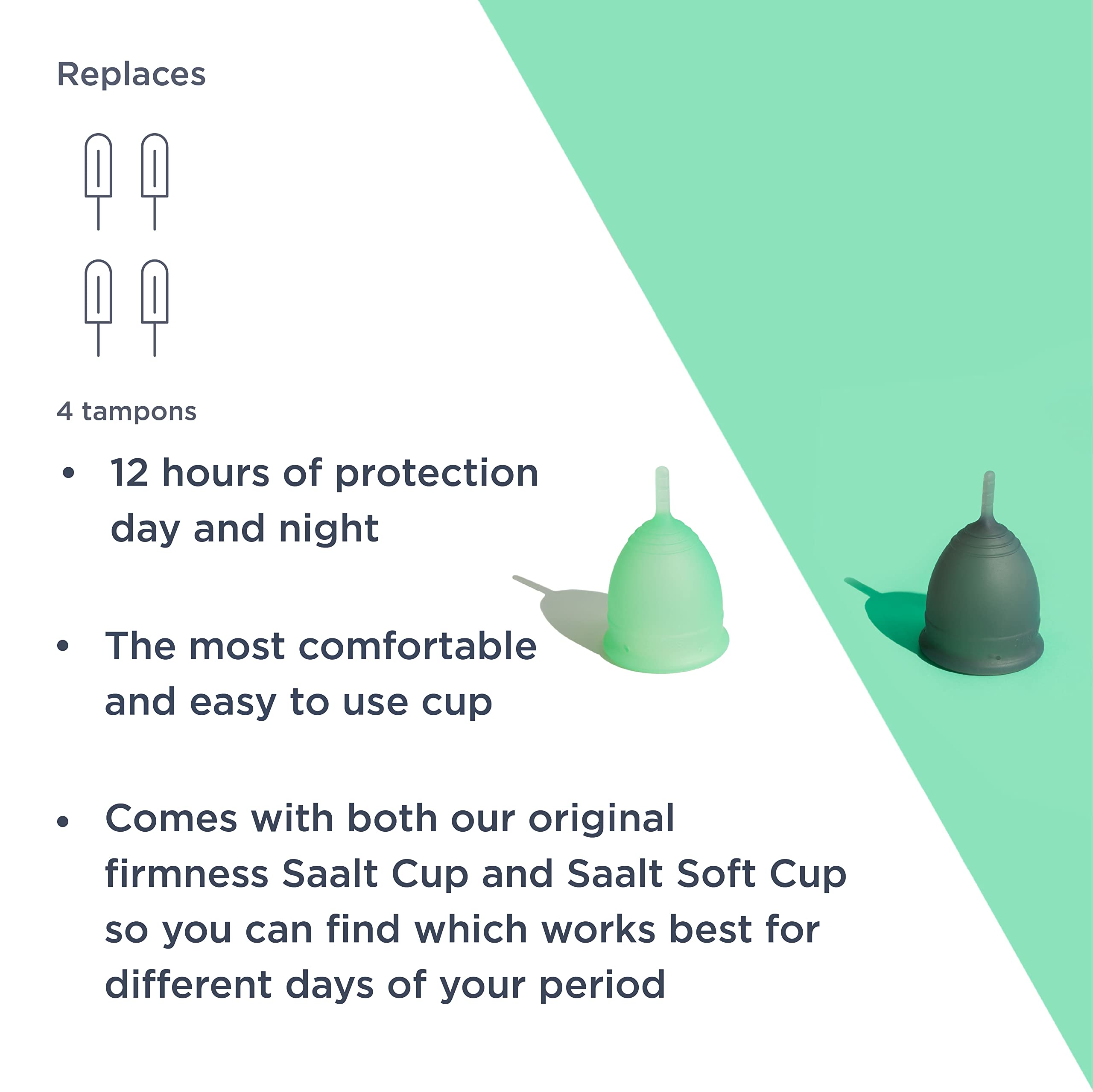Saalt Twin Pack - Reusable Medical-Grade Silicone Period Cup - Wear for 12 Hours - Saalt Soft & Original Firmness (Regular) - Image 4